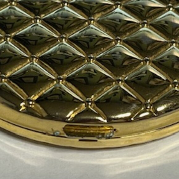 VTG Gold Tone Oval Compact Double Mirror Case 2.75"x2.25" - Picture 12 of 13